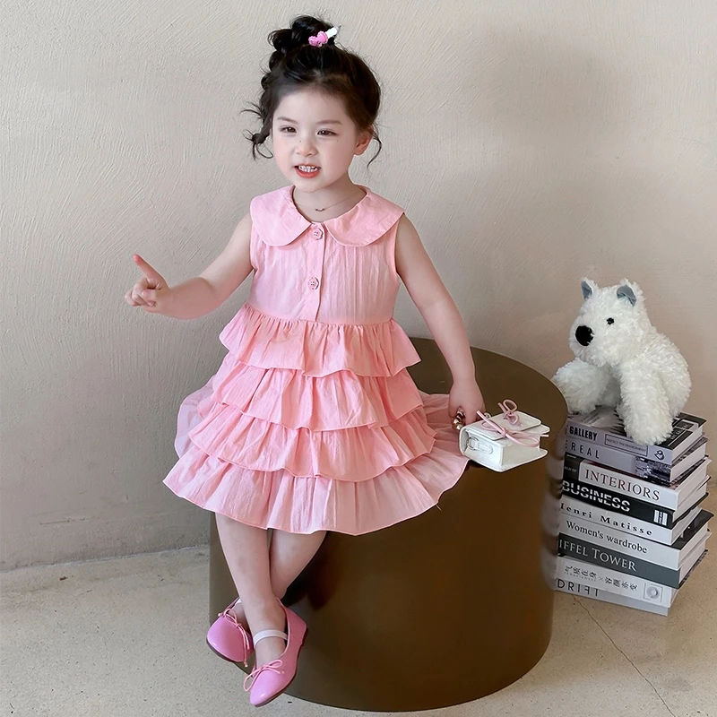 女童夏装连衣裙2025新款儿童夏装韩版洋气背心裙女宝宝夏季蛋糕裙