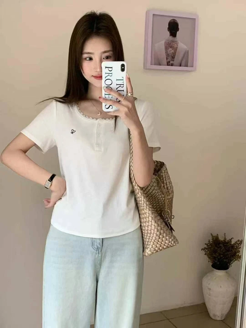 【丽鑫】6168蕾丝花边短袖T恤