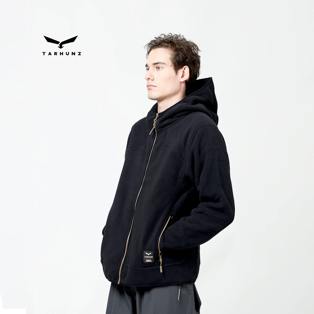 冬季户外连帽保暖双面一体摇粒绒加厚外套