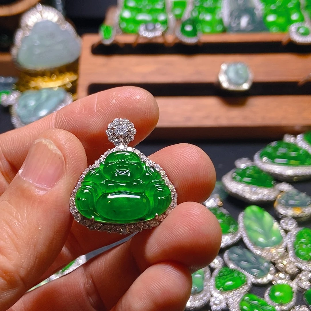 翡翠吊坠(不含链)银S925镶嵌336吊坠