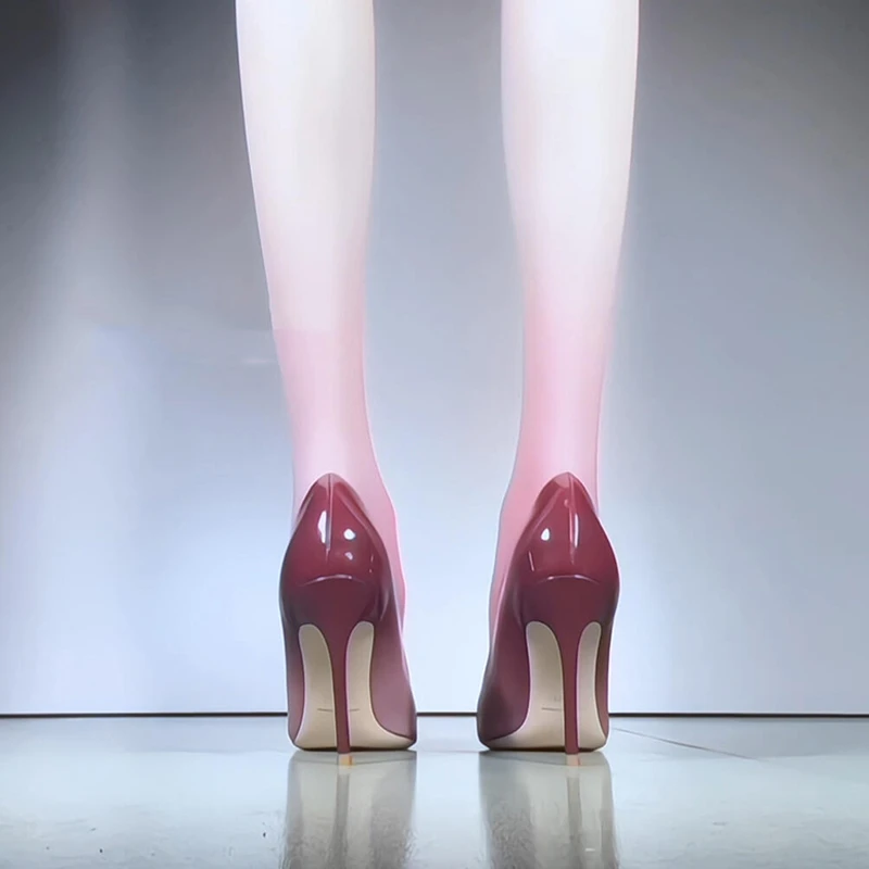 【让利促销】性感渐变色高跟鞋2025春秋新款漆皮尖头小众女单鞋时尚