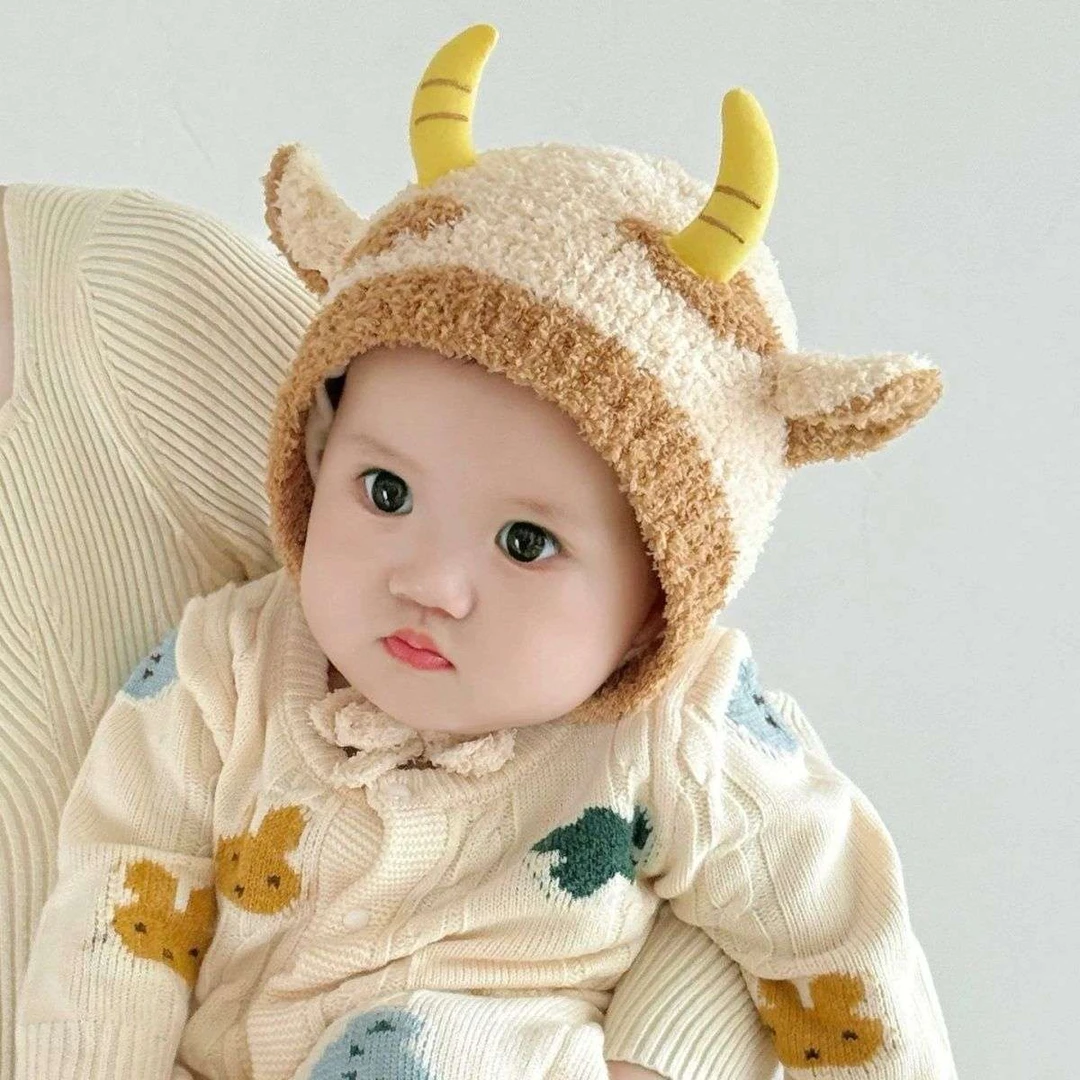 婴儿帽子秋冬秋冬季毛线帽超萌护耳月龄男女可爱宝宝保暖针织绒帽
