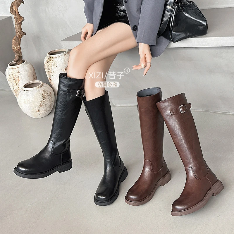 xizi/昔子1396不过膝长靴骑士靴瘦瘦靴秋冬百搭后拉链女靴保暖爆