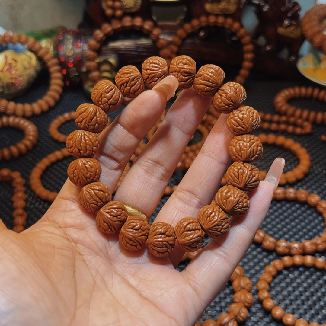 手串桃核15野生籽红皮荔枝