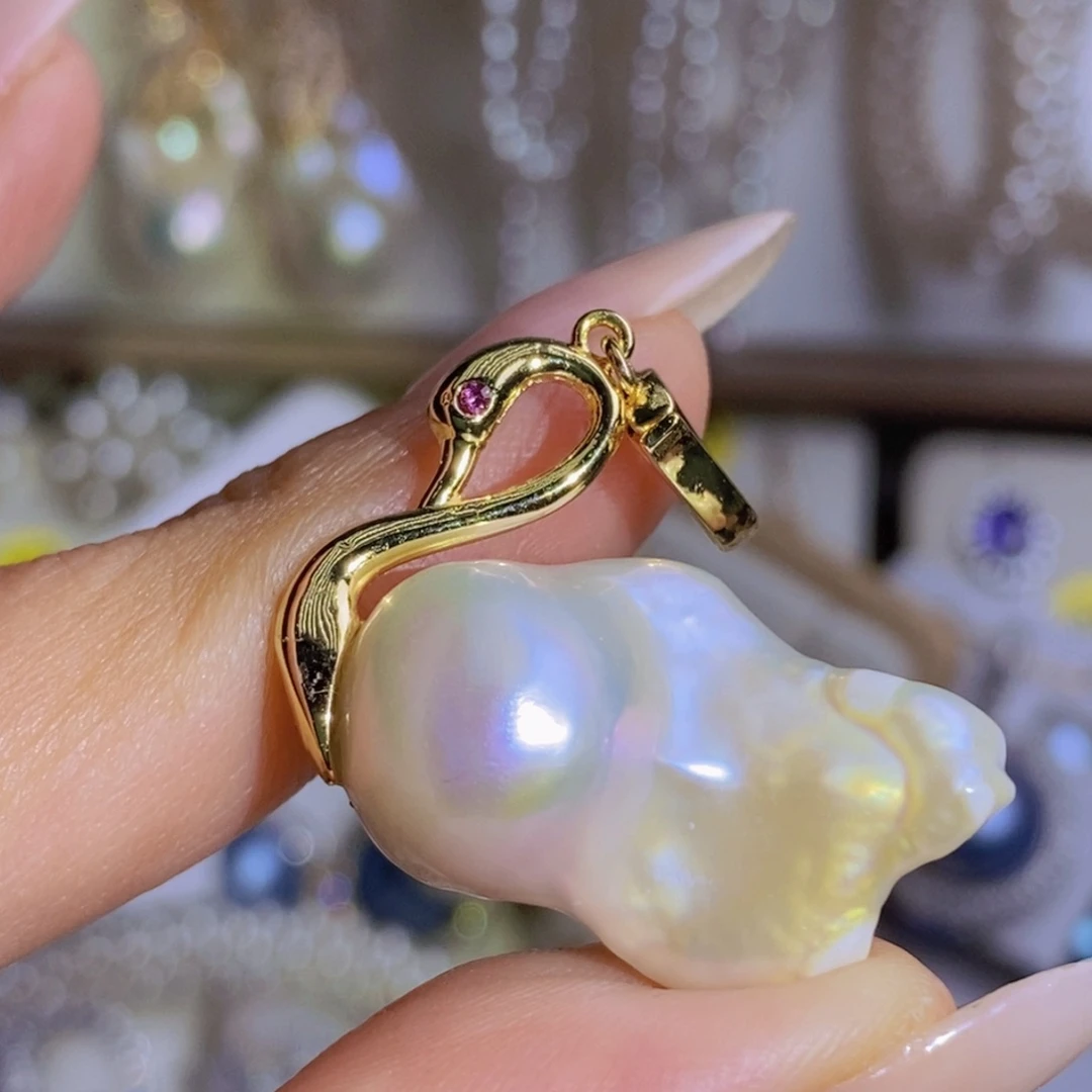 银S925镶嵌天然淡水珍珠淡水珍珠