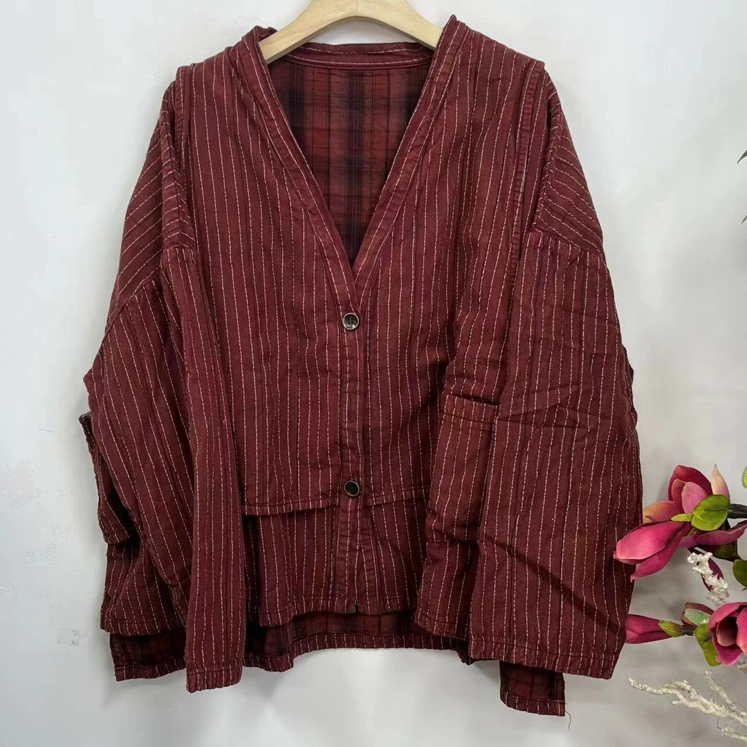 花璟原创设计复古做旧假2件上衣外套（衣长61-67胸围132）