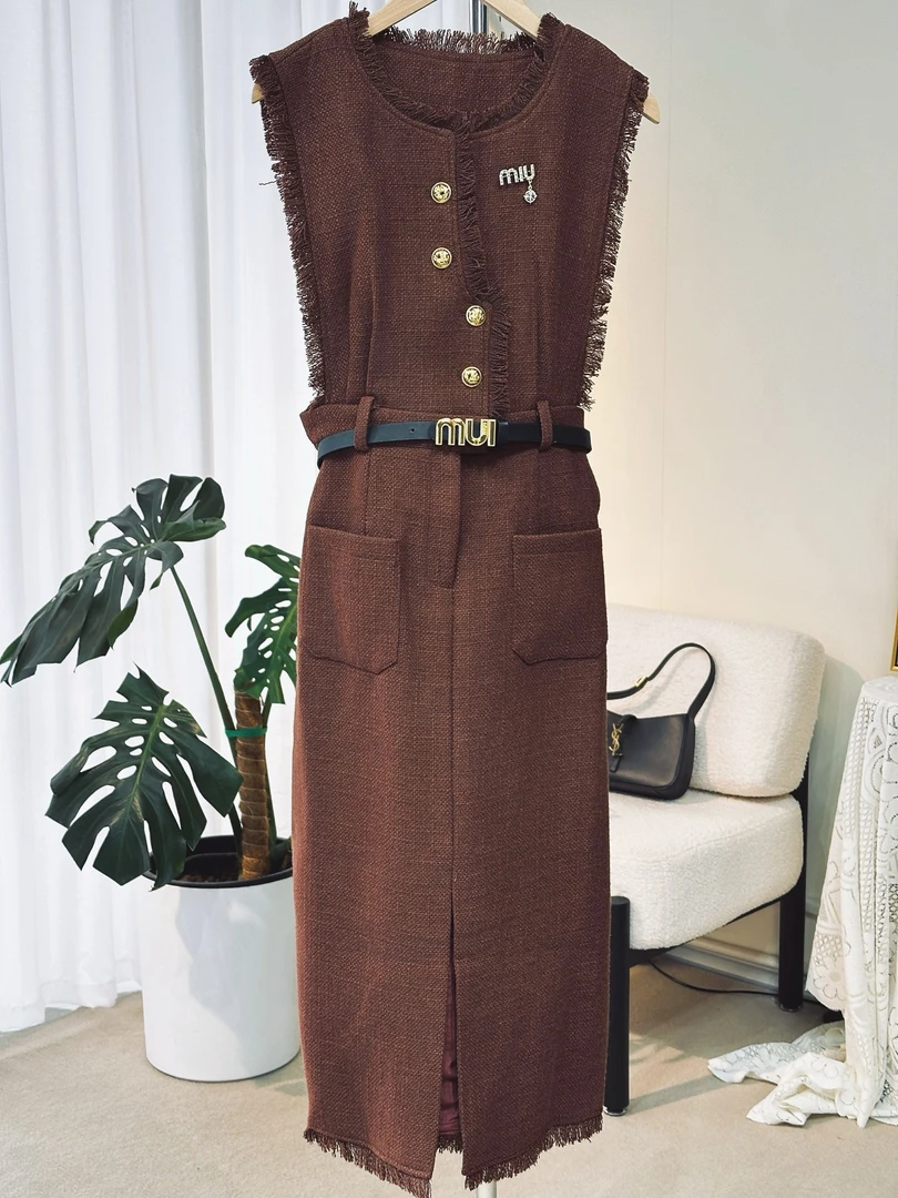 无袖英伦风秋季高腰连衣裙休闲复古时尚气质女士长款裙子