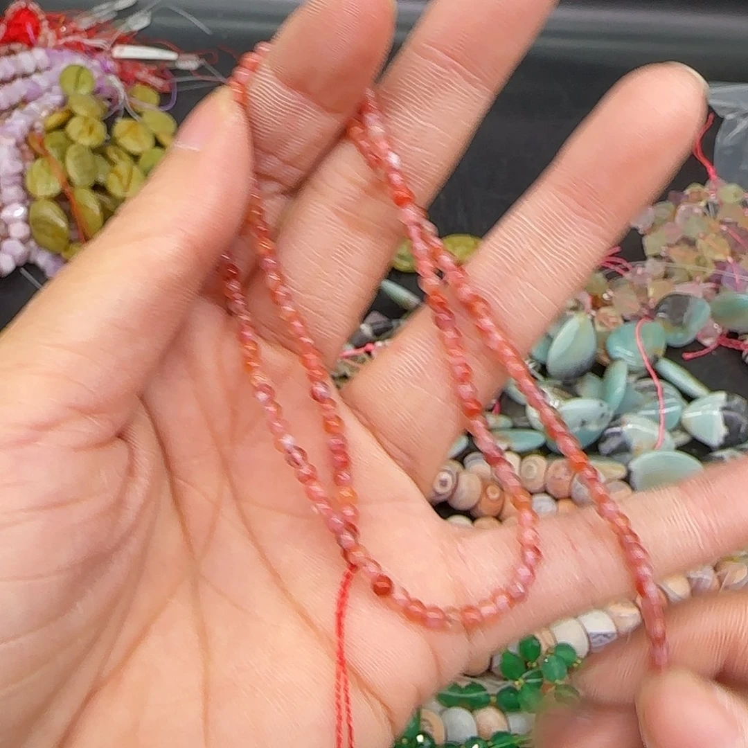 玛瑙/玉髓合金珠宝半成品冰飘南红2mm一条