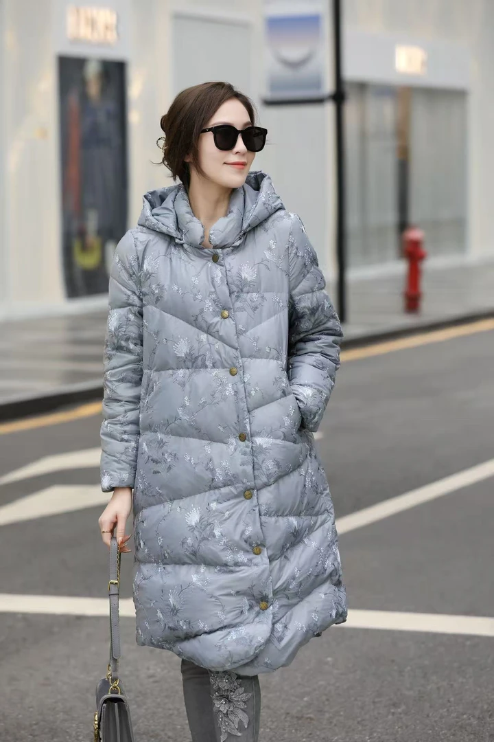 2025新款冬季女装纯色复古长袖纯白鸭绒羽绒服女显瘦连帽拉链外套