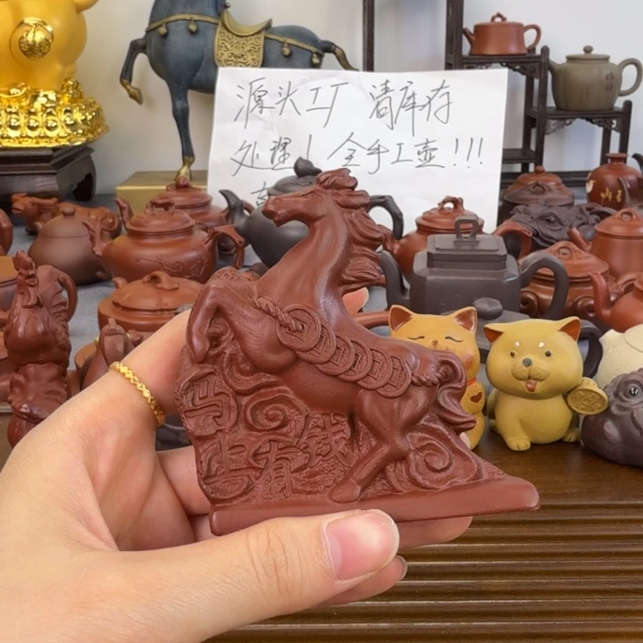 紫砂茶壶朱泥马上有钱