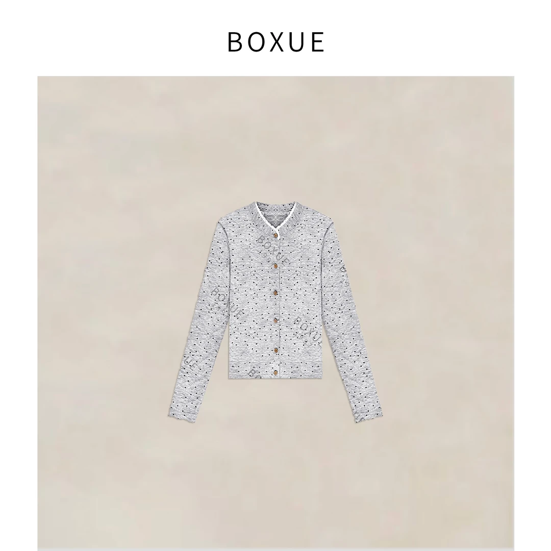BOXUE“织雾”2025春季新款高级感蕾丝波点 外套#250221W01