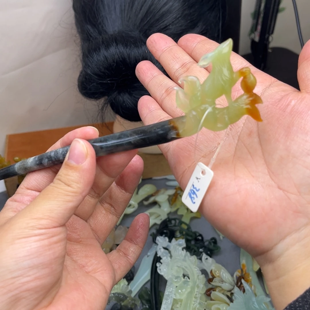 蛇纹石玉合金发饰