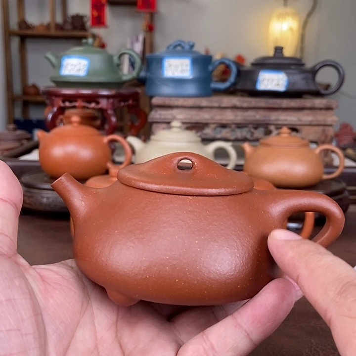 茶壶紫砂红降坡半手工景舟石瓢