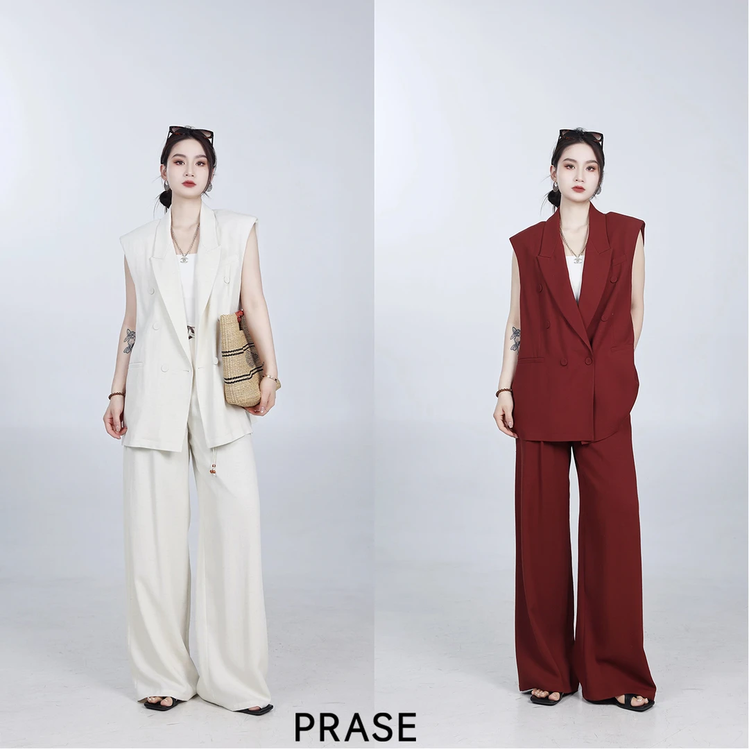 PRASE·噜【扶苏-马甲】微胖轻奢设计款夏女老钱风西装马甲PR504E10