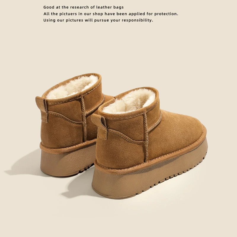 【网红同款】真皮羊毛雪地靴女厚底2025爆款加绒皮毛一体防水雪地棉