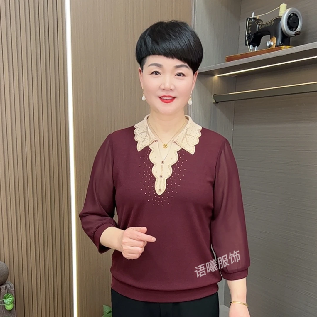 2025新款时尚洋气休闲百搭翻领中袖上衣F1859