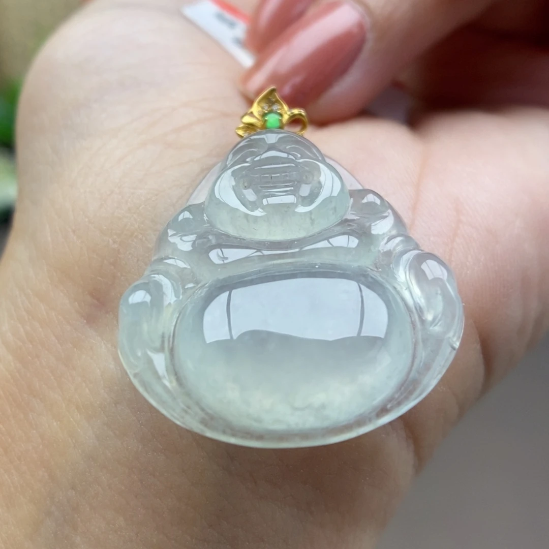 翡翠18K金镶嵌颈饰吊坠52