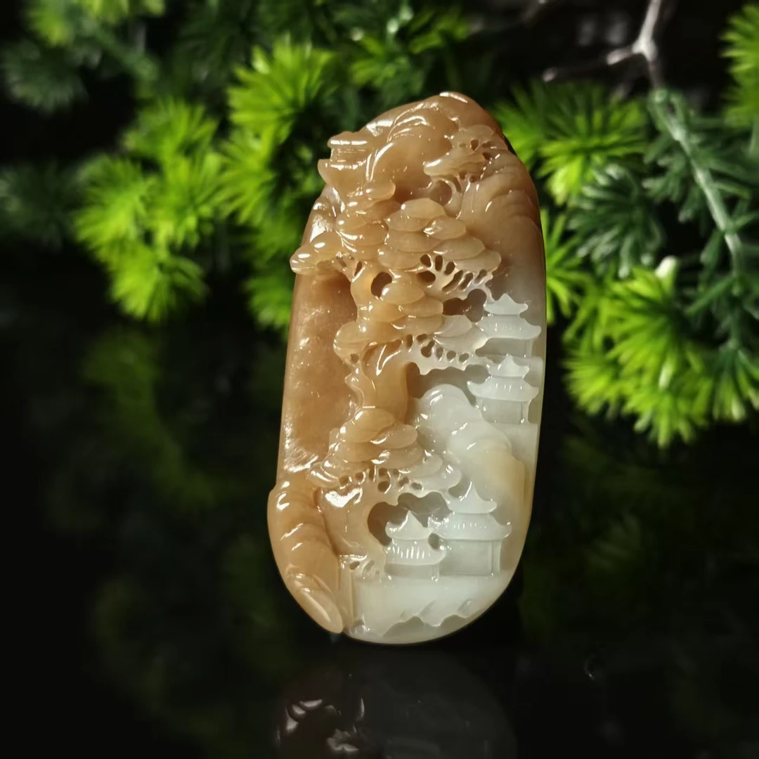 lot6847 山水牌 和田玉糖白玉 59*29.6*12.1mm 32.1g