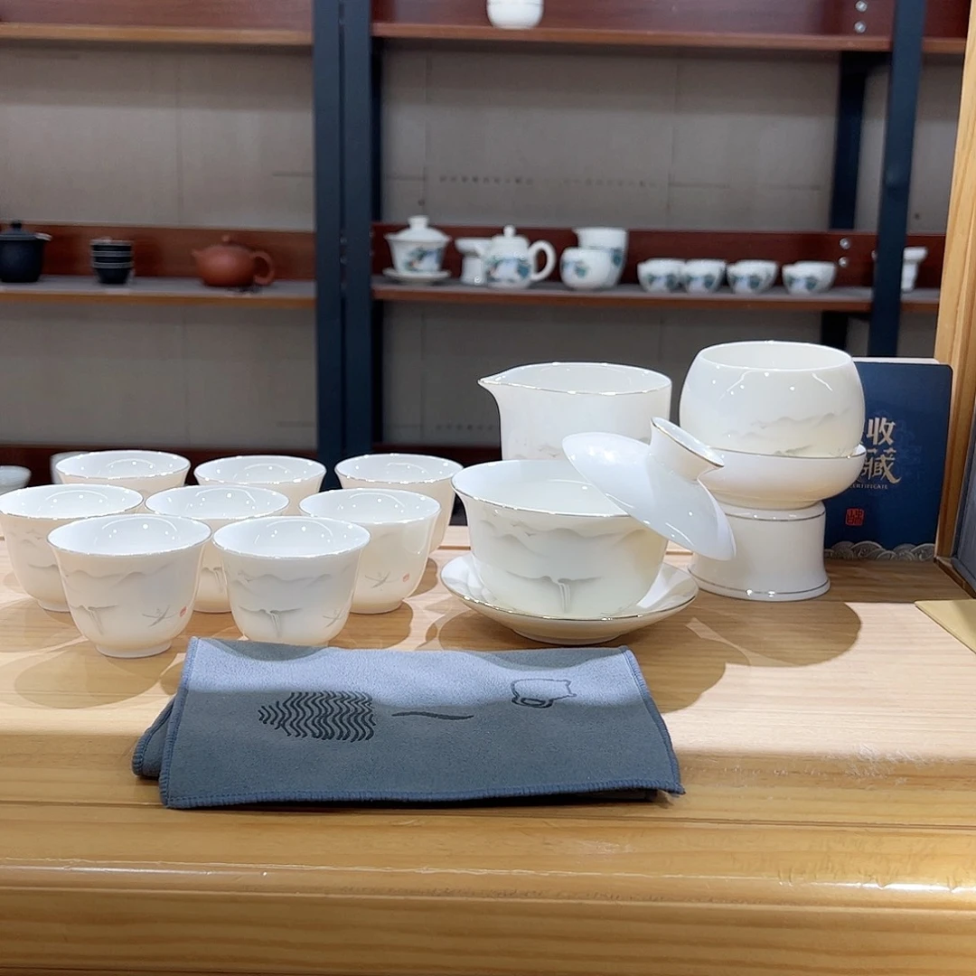 高端羊脂玉茶具套装