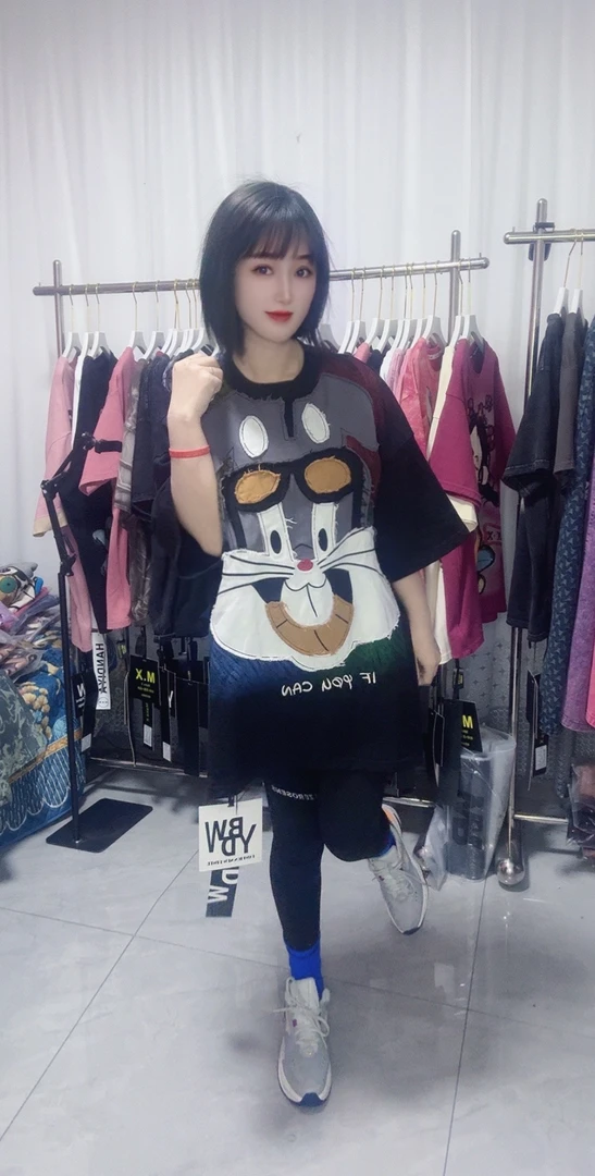 女装短袖大码时尚休闲夏季宽松中长款韩版短袖大码时尚休闲夏季