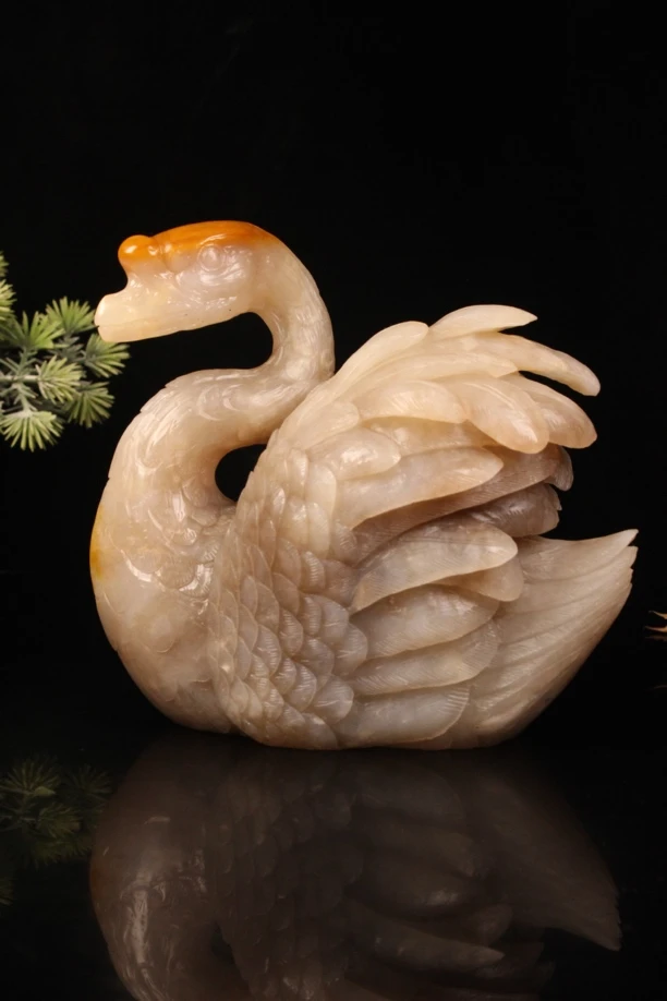 寿山石题材 天鹅 净尺码12.2+13+7.6厘米1168克