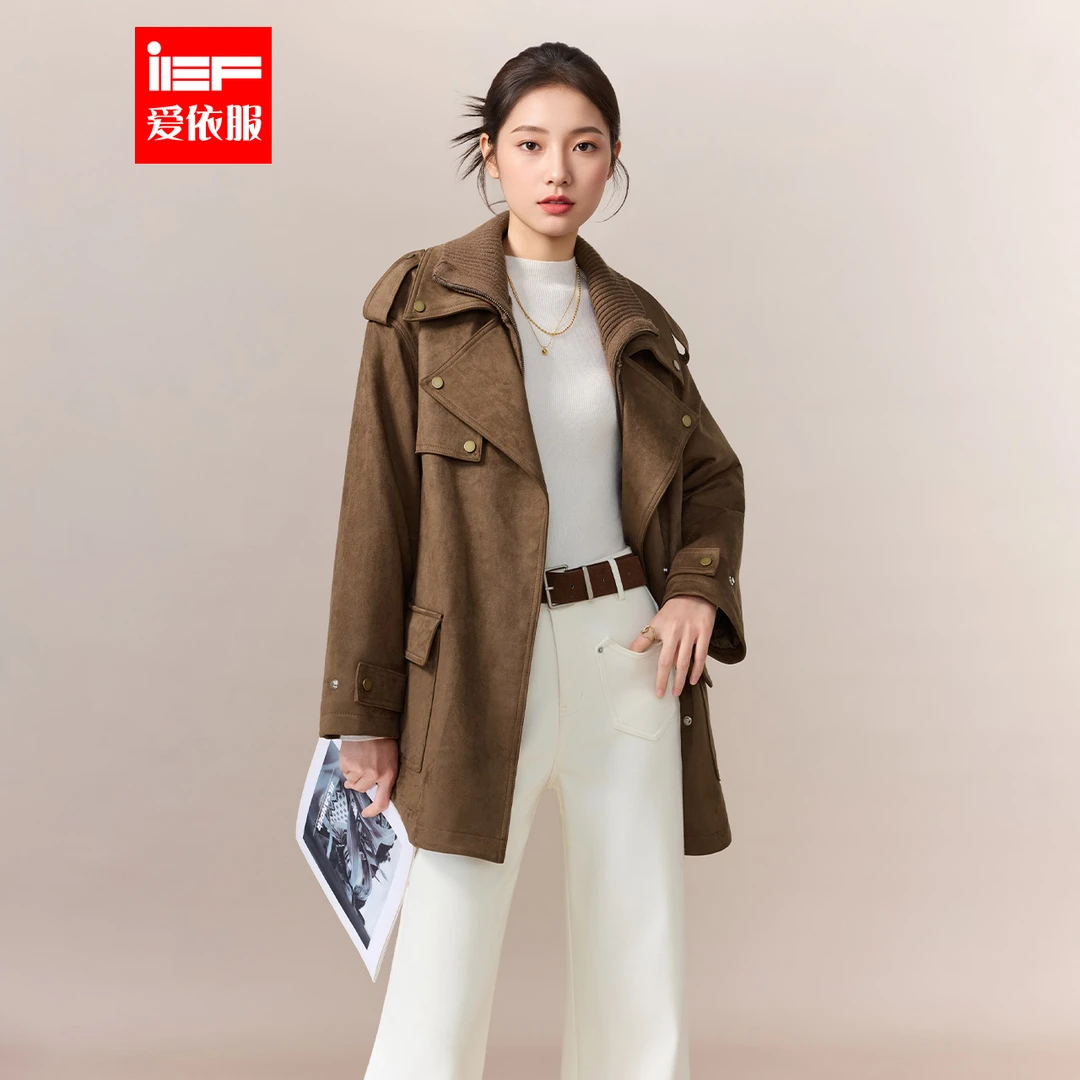 IEF/爱依服2025新款冬季韩系休闲美拉德气质时尚加绒中外套