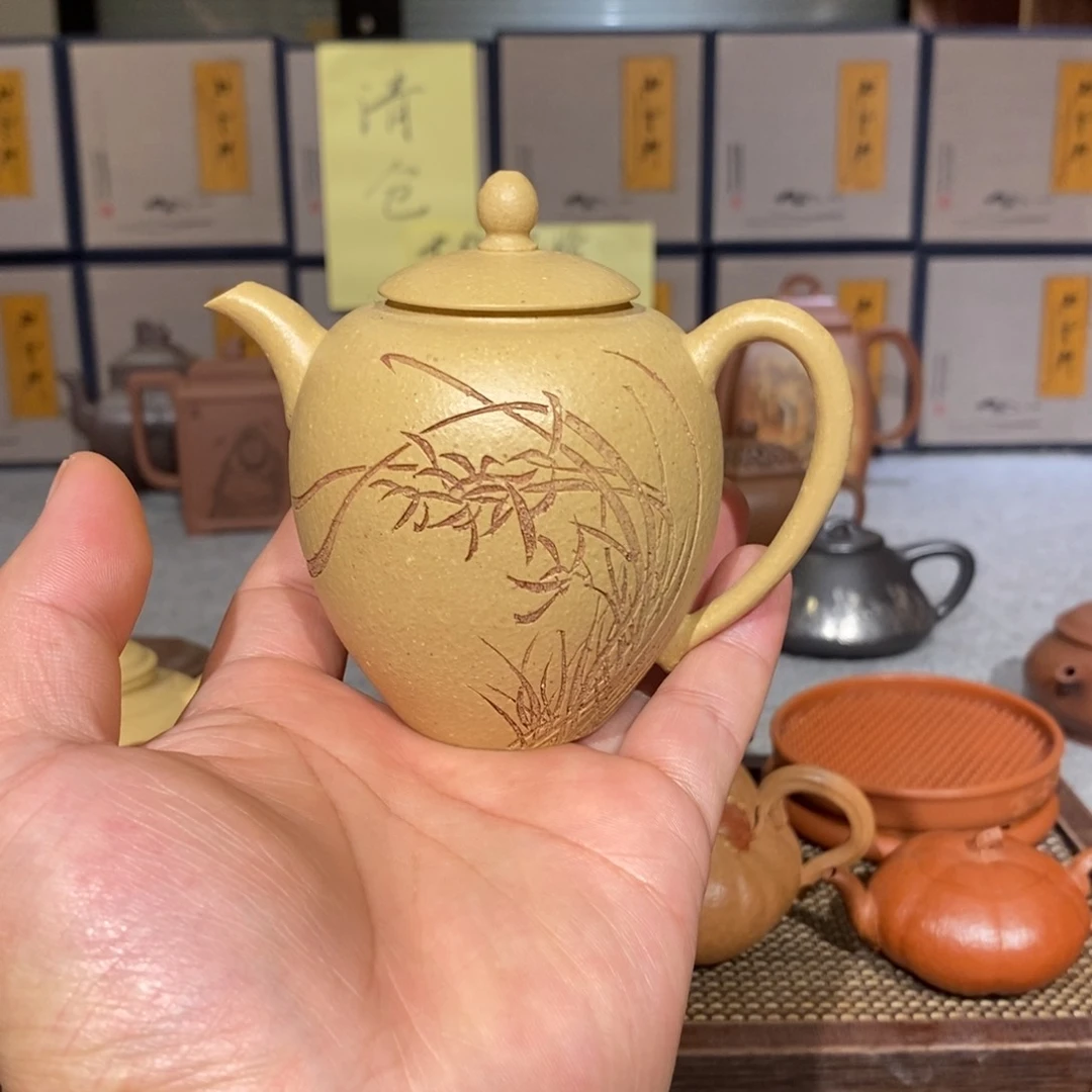 紫砂茶壶原矿本山绿泥之梨皮绿泥美人肩190cc