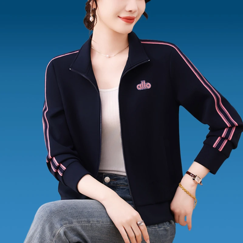 品牌时尚休闲外套女2025春秋新款百搭宽松减龄运动上衣爆款中老年