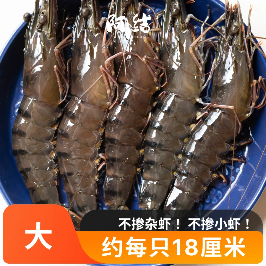 3斤【本地黑虎虾】大每斤10～15条，3斤共30-45条 每只约18厘米