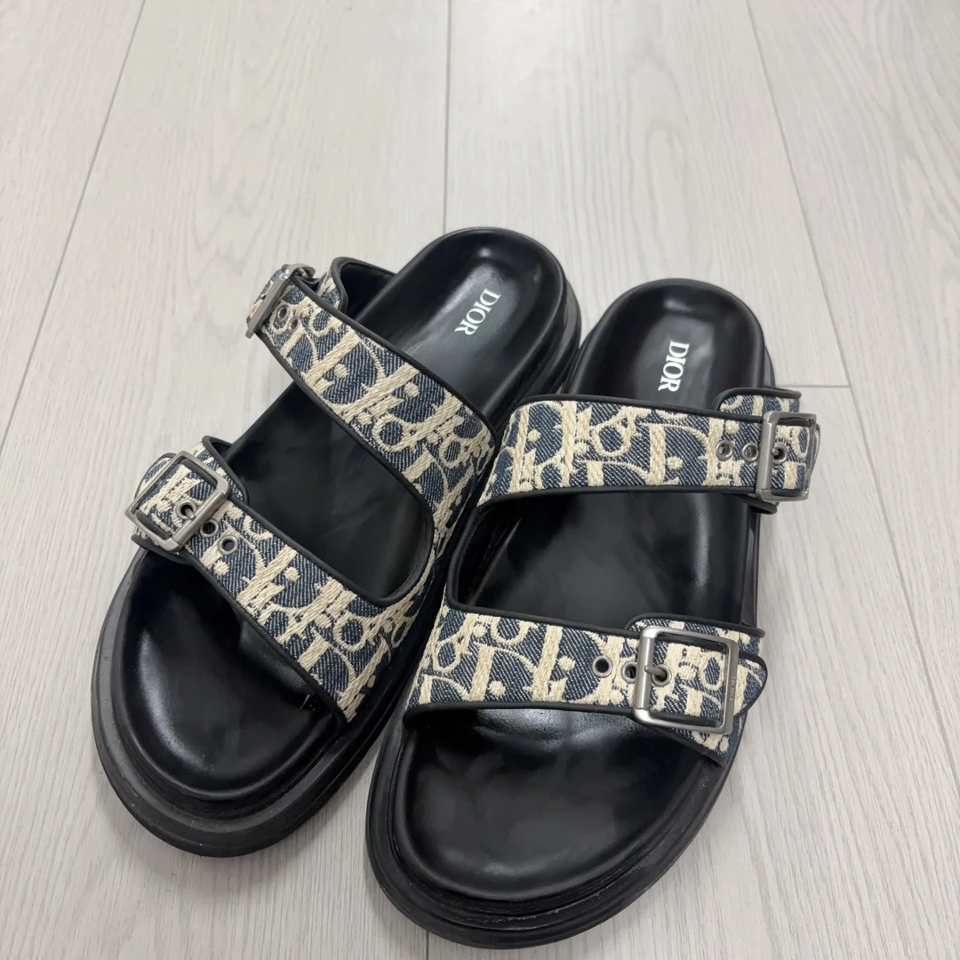 95新 DIOR/迪奥 老花拖鞋蓝色45码/251224WRR9Y01