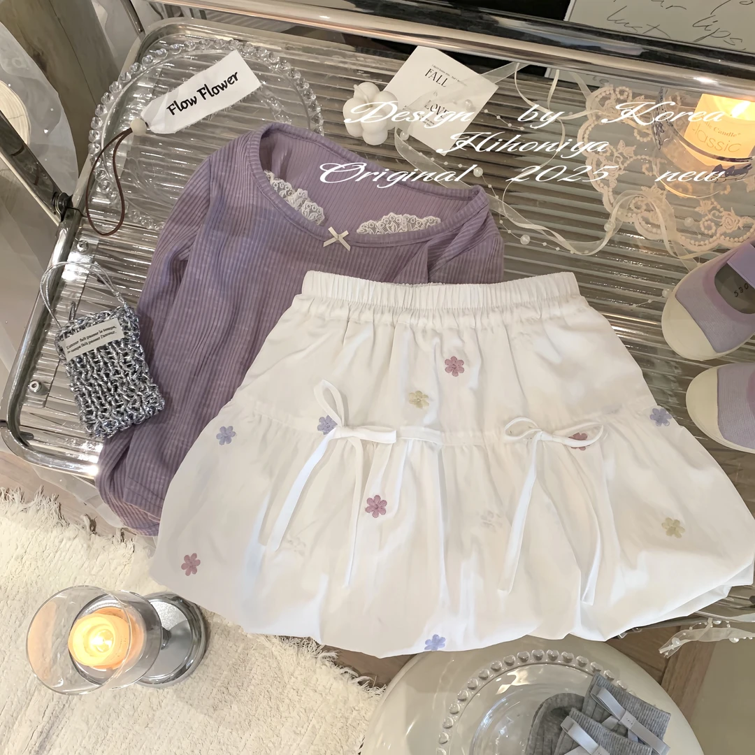 xian【花苞小雏菊】三Hihoniya~2025春季亲子刺绣花朵韩版花苞裙裤