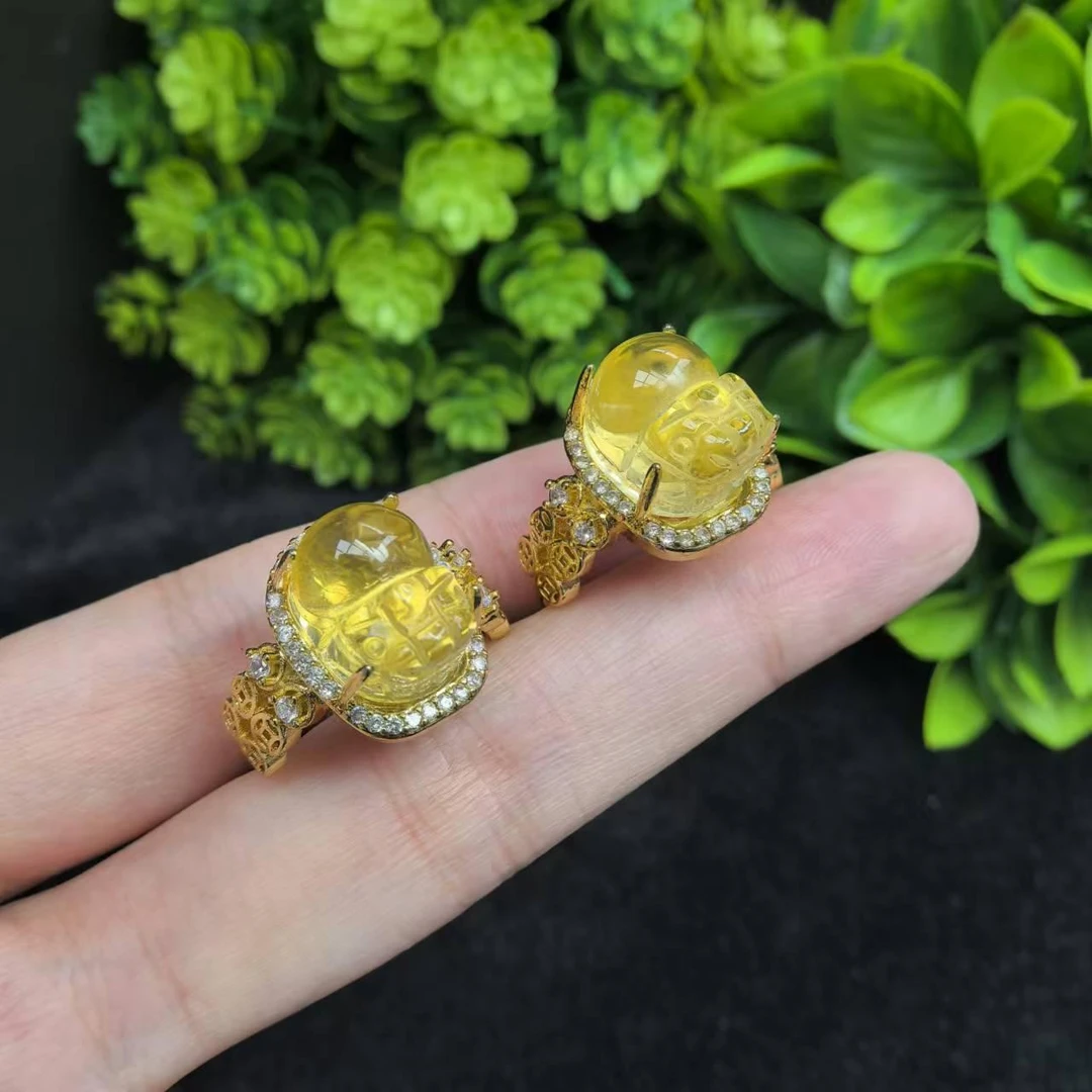 CT3766【东齐珠宝】极光47黄貔貅水晶戒指-多样性发货只发一件