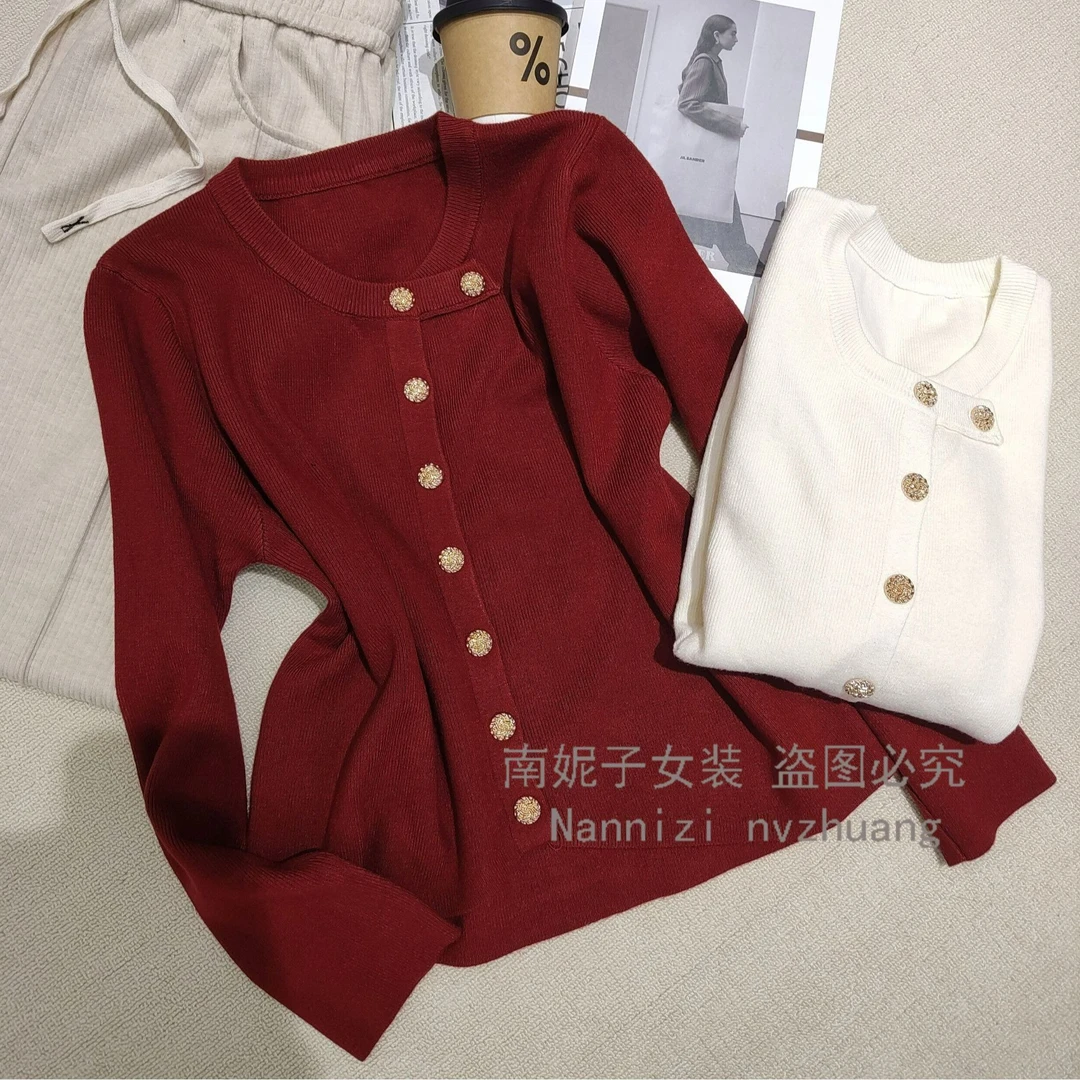 南妮子女装严选春装新款时尚气质不规则长袖百搭针织衫LX21006