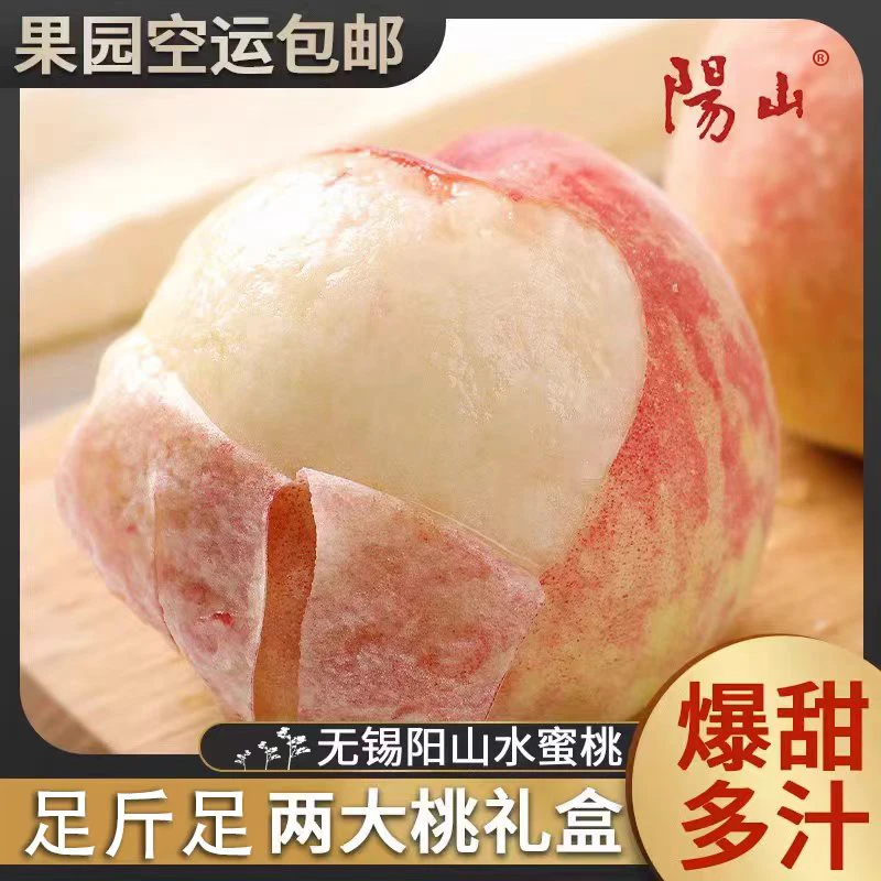 【买一送一】【4-5两】无锡正宗阳山水蜜桃8只礼盒皮薄新鲜多汁