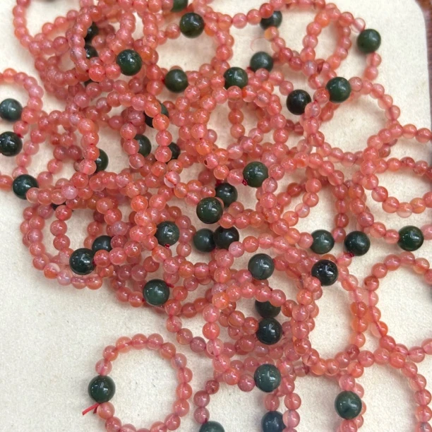 冰飘南红和田玉戒指0057