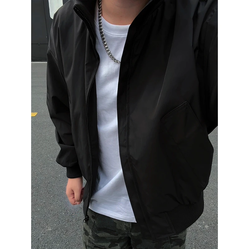 黑色bomber飞行夹克男女款秋季短款廓形棒球服高级感美式立领外套