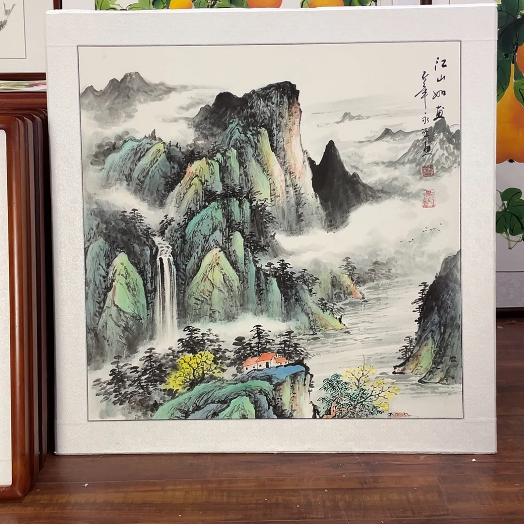 期***迹国画带框尺寸83*83厘米
