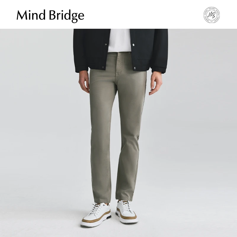 Mind Bridge男士百搭纯色休闲裤2025春季新款简约通勤长裤直筒裤