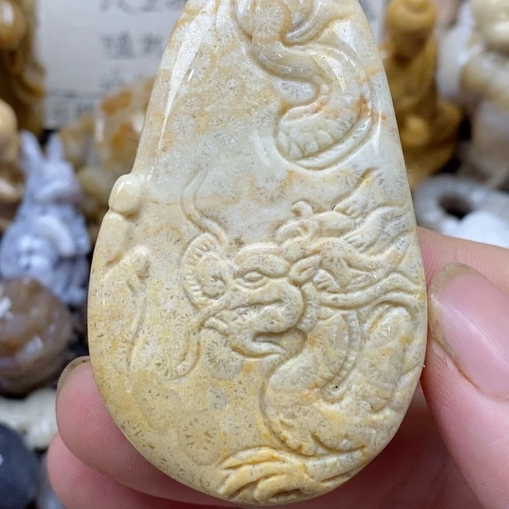 颈饰未镶嵌硅化珊瑚（珊瑚玉）