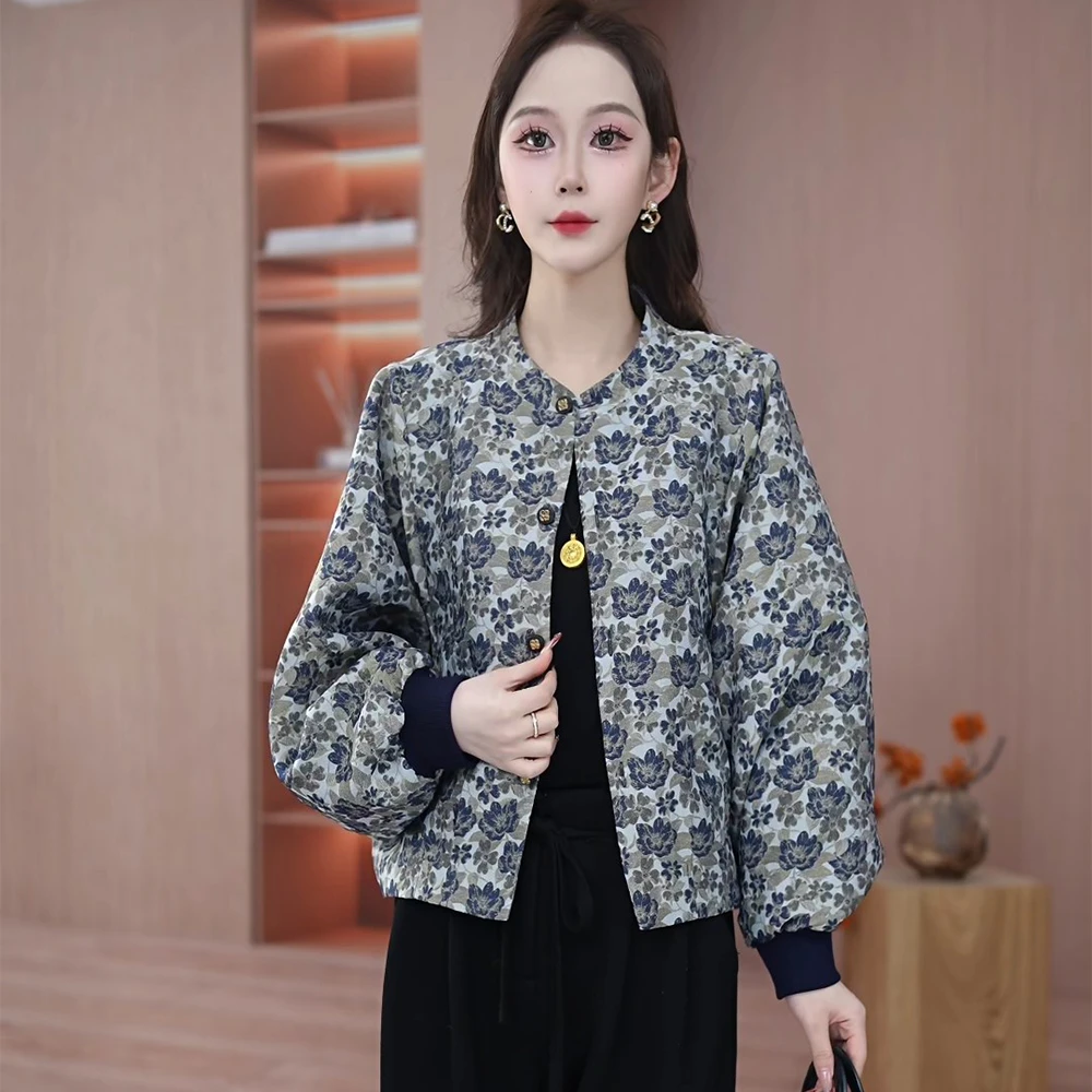 2025春夏季新款气质时尚百搭减龄休闲新中式国风提花外套M-3XL