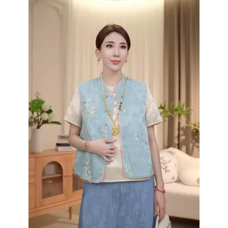 新款双面双穿刺绣专柜新中式马甲cs6699—晶晶