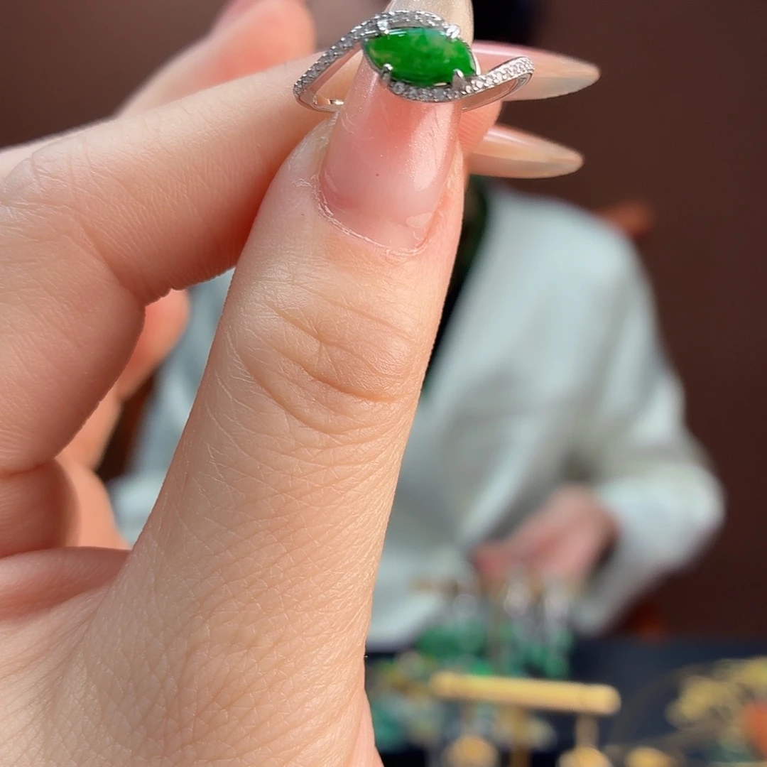 翡翠银S925镶嵌戒指戒指