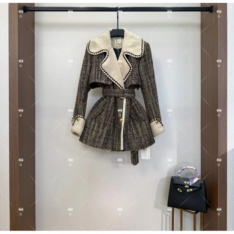 秋冬气质小香风设计师中长款羽绒服 G-0357