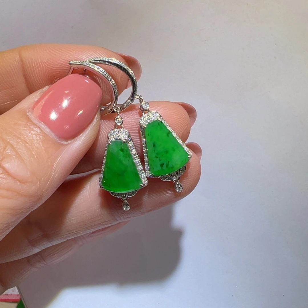 翡翠颈饰18K金镶嵌耳环