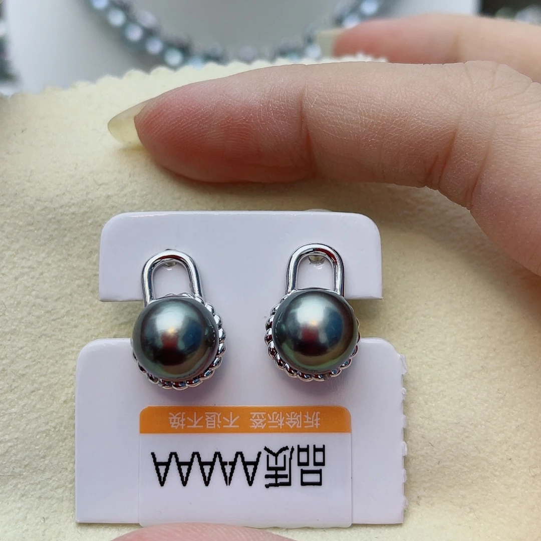 银S925镶嵌耳饰海水珍珠w53