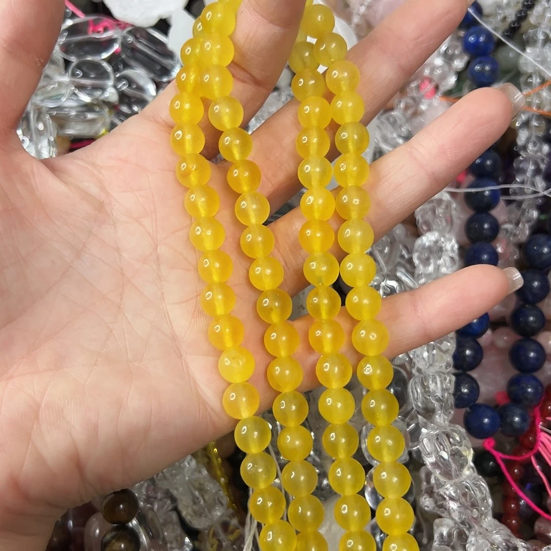 玛瑙/玉髓未镶嵌珠宝半成品，卡8黄莹石一条