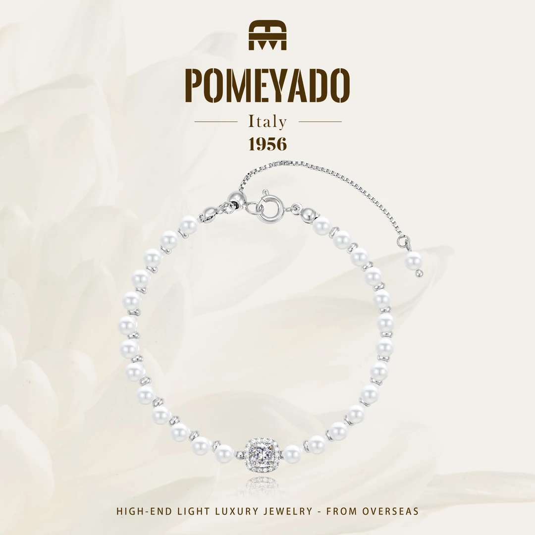 【月下之吻】Pomeyado时尚百搭千金感单钻珠珠手链F0650