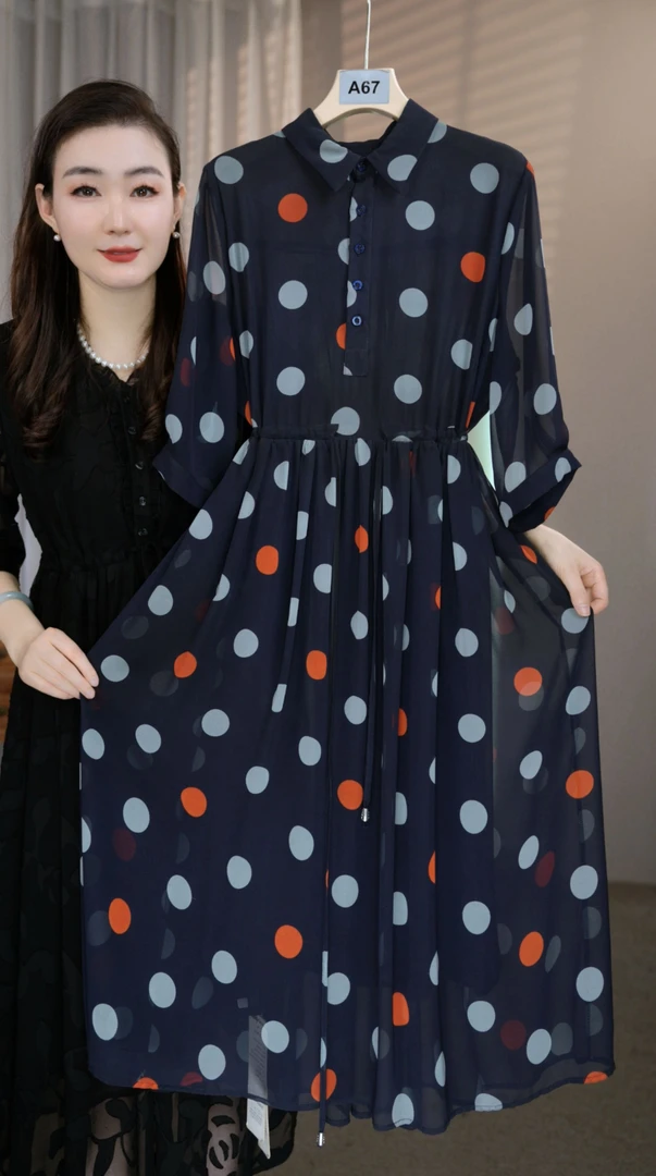 【春暖花开】@时尚夏季中袖连衣裙 名媛收腰显瘦气质连衣裙