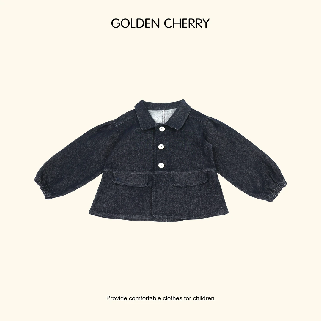 【金樱桃 Golden cherry】儿童丹宁三粒扣洋气立领牛仔外套283017