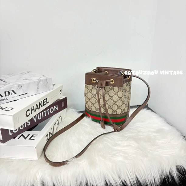 95新 GUCCI/古驰 老花水桶斜挎包qx